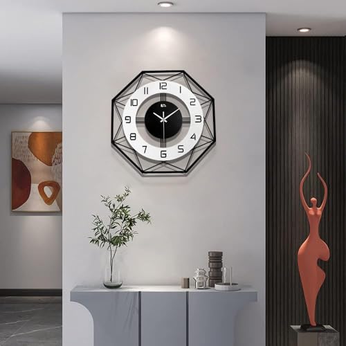 AVVIC MART Wall Clock Stylish Metal Analog Wall Clock for Living Room, Bedroom, Office, Kitchen, Home and Hall | Antique Fancy Big Size Modern Wall Watch (Black(ST-26), 40 CM) - Image 1