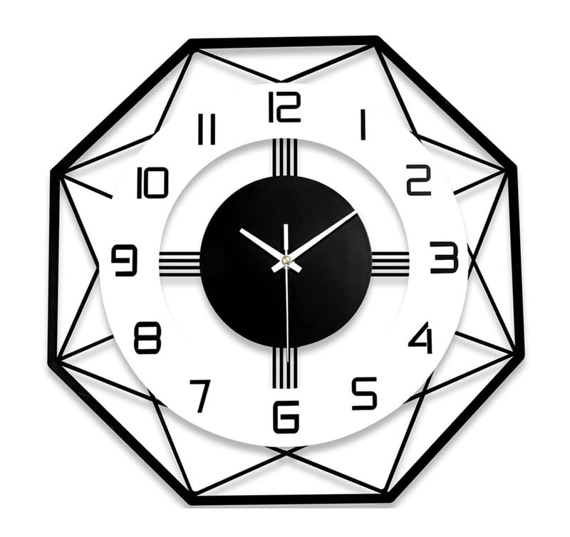 AVVIC MART Wall Clock Stylish Metal Analog Wall Clock for Living Room, Bedroom, Office, Kitchen, Home and Hall | Antique Fancy Big Size Modern Wall Watch (Black(ST-26), 40 CM) - Image 2