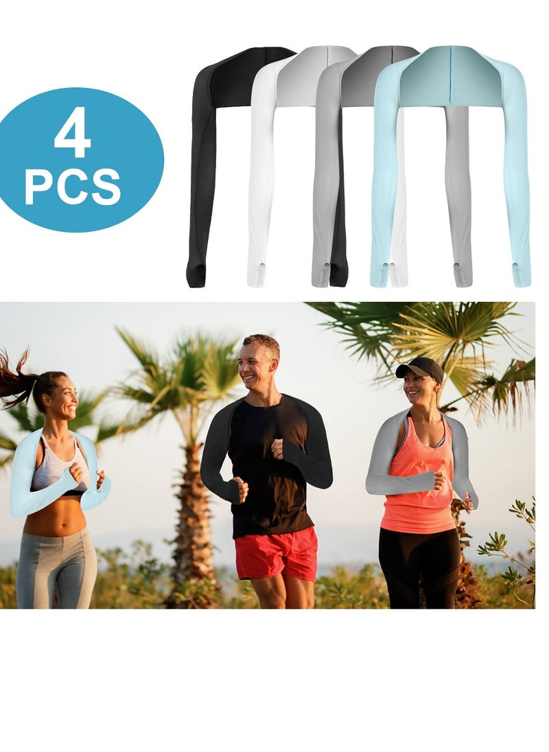 Excefore 4 Pieces Cooling Shawl Arm Sleeves Sun Uv Protection Cooler Shrug, Comfortable & Breathable Anti-UV Arm Sleeves for Women with Finger Holes for Driving Golfing Fishing Running Cycling Outdoor Activity  - Image 1