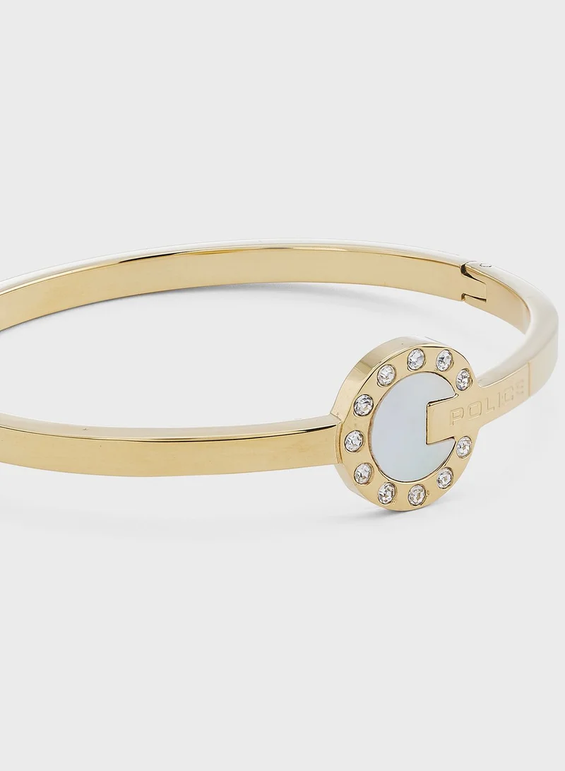 POLICE Bangle With Mother Of Pearl Inlay & Crystals
