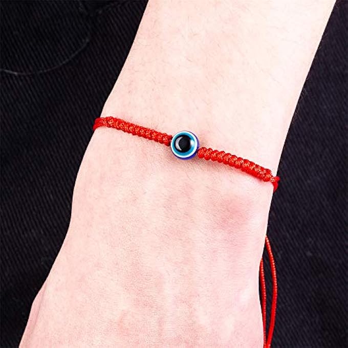 rayihni 8 Pieces Evil Eye Red Kabbalah String Bracelets For Women Men Boys Girls Protection Amulet Storage Gift Bag With Long Tassels, Cotton - Image 3
