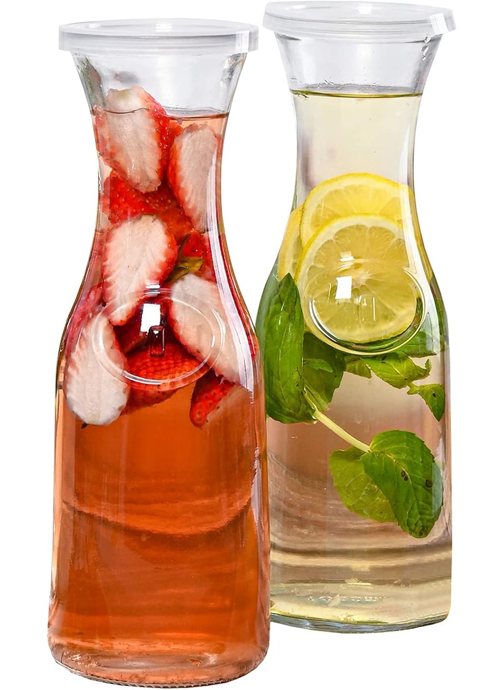 Estilo Estilo Glass Carafe 1 Liter With Lid For 1 Liter 2 Water Juice Serving Tall Narrow Neck Design 33oz Set of 2 Clear  - Image 1