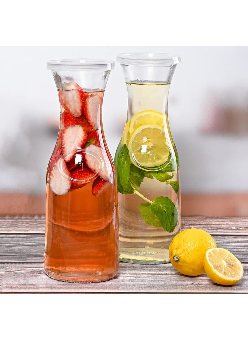 Estilo Estilo Glass Carafe 1 Liter With Lid For 1 Liter 2 Water Juice Serving Tall Narrow Neck Design 33oz Set of 2 Clear  - Image 5