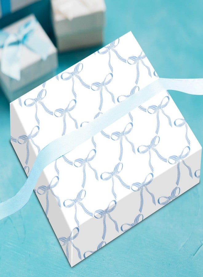 Keluna Blue Bow Gift Wrapping Paper - 12 Pcs Cute Bow Chinoiserie Art Design Gifts Wrap Paper For Valentine'S Day Boy Birthday Bachelorette Party Baby Shower Wedding Holiday - Image 5
