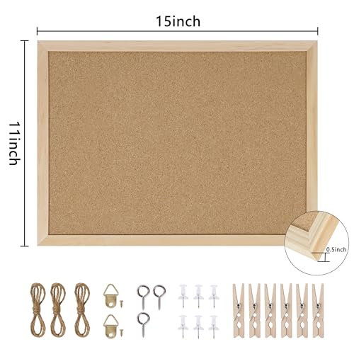 DAHAPYBOO Cork Board Bulletin Board,11x15 Cork Board for Office with Pin Oak Wood Boards,Hanging Corkboards for Office Home School Message Board or Vision Board Decoration. - Image 3