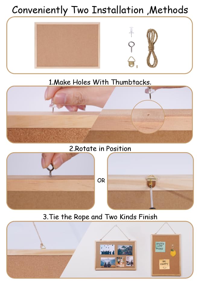 DAHAPYBOO Cork Board Bulletin Board,11x15 Cork Board for Office with Pin Oak Wood Boards,Hanging Corkboards for Office Home School Message Board or Vision Board Decoration. - Image 2