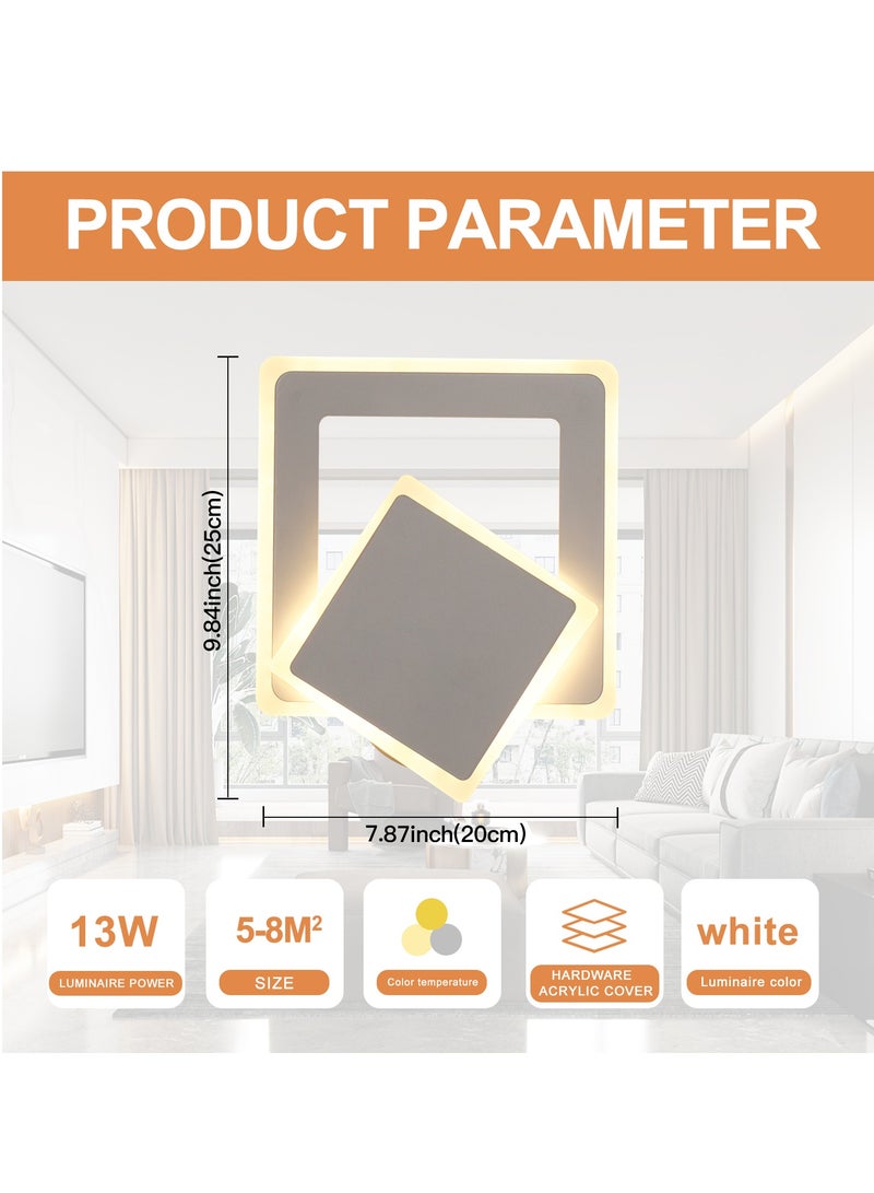 YATAI LIGHTING مصابيح حائط LED داخلية YATAI، مصباح حائط قابل للتعتيم، مصابيح حائط حديثة 13 واط، تركيبة إضاءة حائط LED من الألمنيوم لغرفة النوم، غرفة المعيشة، الشرفة، الممر، الممرات - Image 3