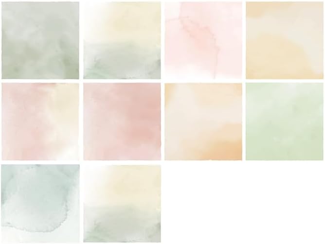 Alwayspon Self-Adhesive Vinyl Wall Tile Stickers, 10Pcs 15cm/6inch Peel and Stick on Tiles Transfer Vinyl Flooring Waterproof Splashback for Kitchen Bathroom, Watercolour - Image 4