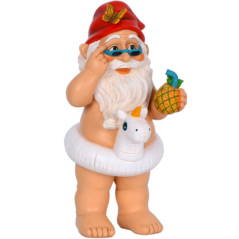 Mood Lab Garden Gnome with Unicorn - Funny Gnome Statue - 9 Inch Tall Lawn Figurine - for Outdoor or House Decor - Image 1