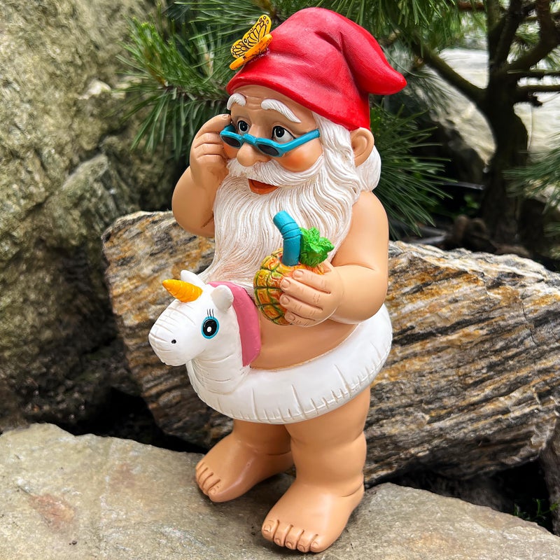 Mood Lab Garden Gnome with Unicorn - Funny Gnome Statue - 9 Inch Tall Lawn Figurine - for Outdoor or House Decor - Image 5
