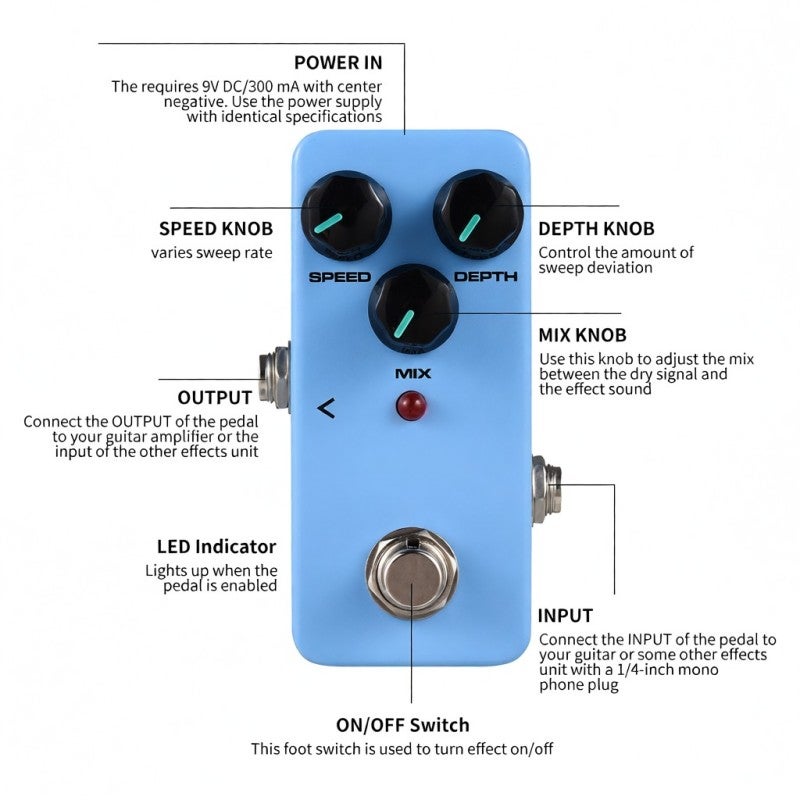 KOKKO Guitar Effect Pedal: Blue Full Metal Shell, Warm Analog Chorus Sound - 3 Functional Knobs, Mini Palm Size for Electric Guitar - Image 5