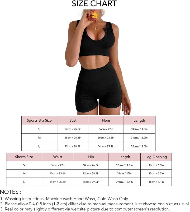 klarako Seamless Workout Set Women 2 Piece Ribbed Yoga Outfits Sports Bra Sleeveless Crop Tank Top High Waist Leggings Tracksuit - Image 5