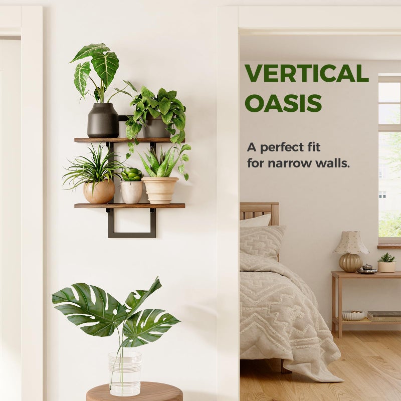 Bamworld Wall Planters for Indoor Plants Window Plant Shelves Vertical Plant Holder Wall Decor Plant Stand Indoor Floating Shelves for Plant Hangers for Living Room Bedroom Bathroom - Image 2