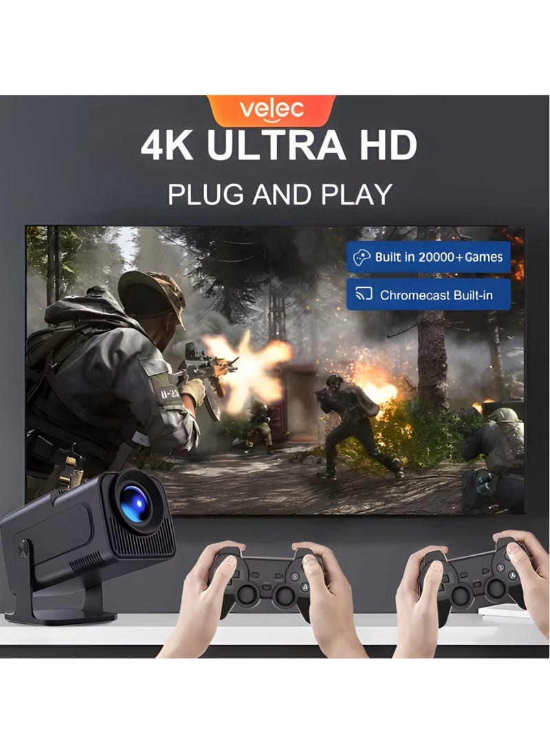AL RAID - AL RAID HY320 Native 1080P Smart Projector with 4K Support, 300 ANSI Lumens, WiFi 6 & Bluetooth 5.0, Auto Keystone, Android 11, Portable Mini Gaming Projector for Home Theater, Outdoor, 180" Screen - Image 1