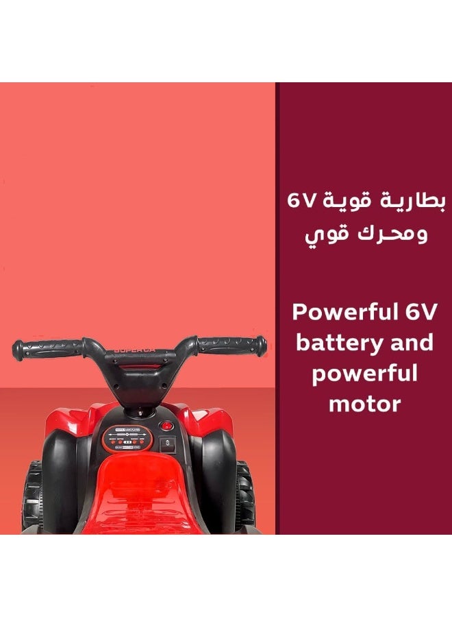 Rally 4-Wheel Kids Electric Bike - 6V Rechargeable Battery, LED Lights, Music - Ride-On Bike for Boys and Girls  - Image 4