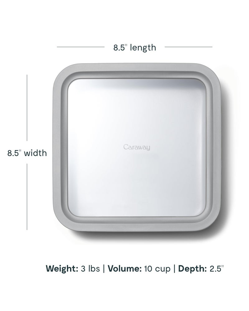 Caraway Glass Food Storage - 10 Cup Glass Container - Ceramic Coated Food Container - Non Stick Lunch Box with Lids - Dishwasher, Oven, & Microwave Safe - Square Shape - Gray - Image 3