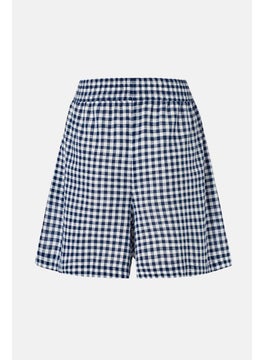 Tchibo Women Checkered Pull On Shorts, White  - Image 2