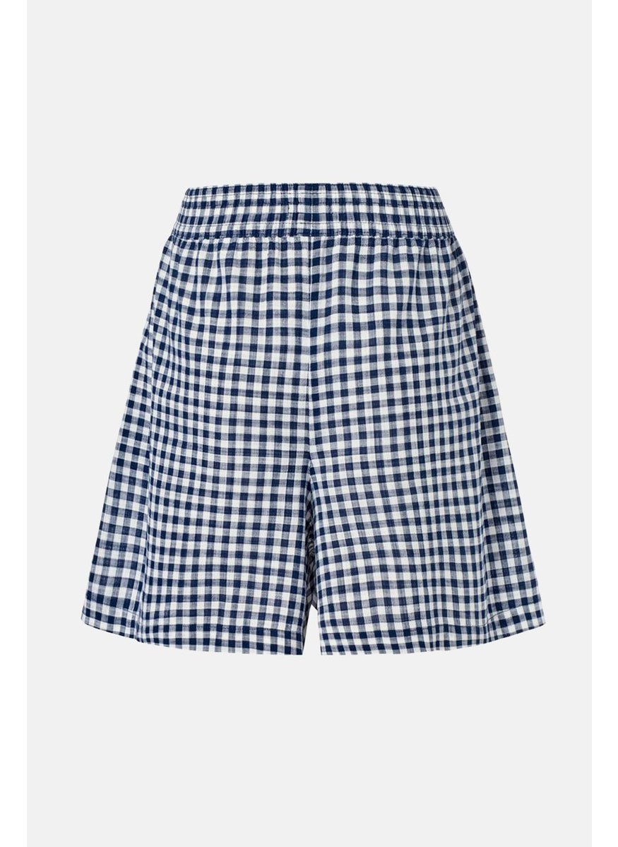 Tchibo Women Checkered Pull On Shorts, White  - Image 2
