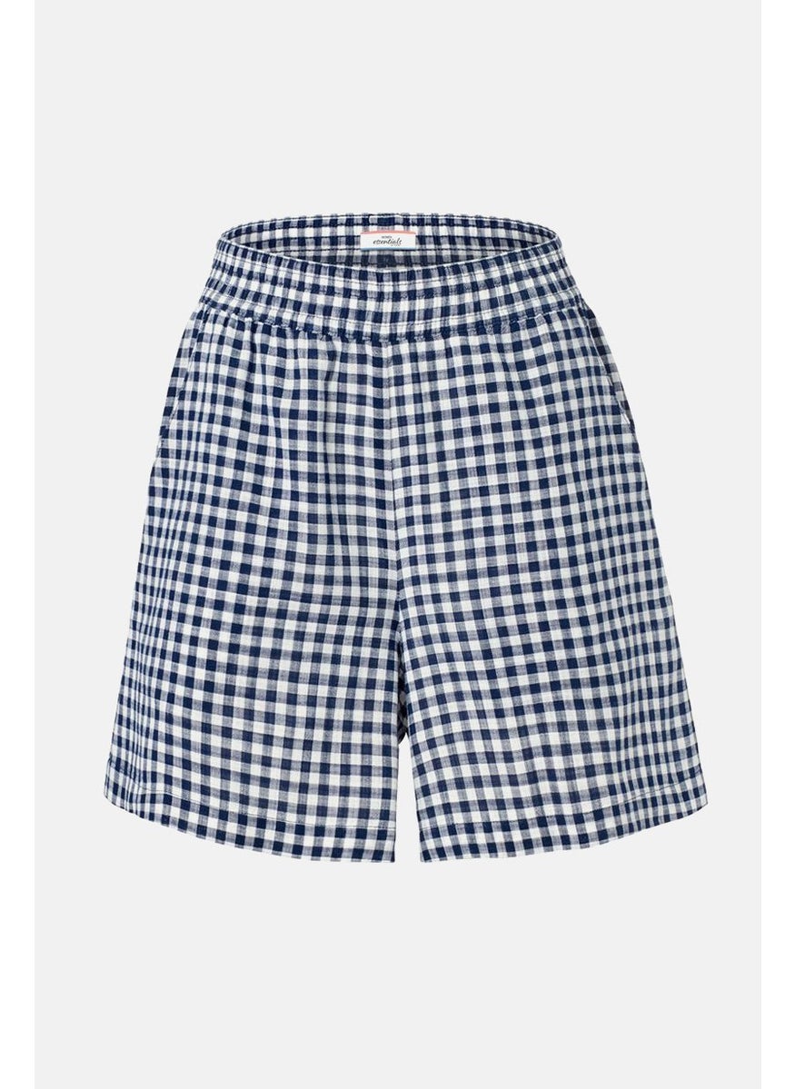 Tchibo Women Checkered Pull On Shorts, White  - Image 3