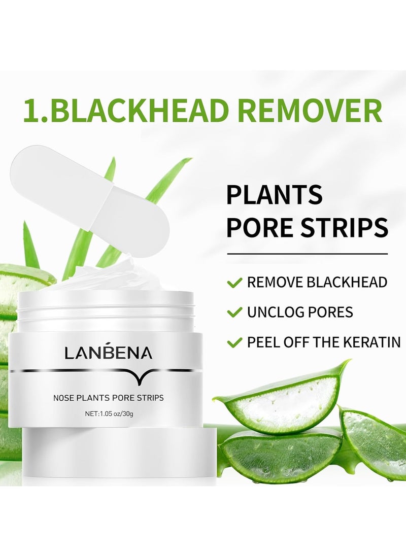 LANBENA 3 in 1 Blackhead Removing Set, Pore Strips+Pore Solution Serum+Removal Strip Paper, Black Head Remover Mask for Face, Pore Minimizer & Reducer for Face, Leaving Your Skin Fresh and Clean  - Image 2