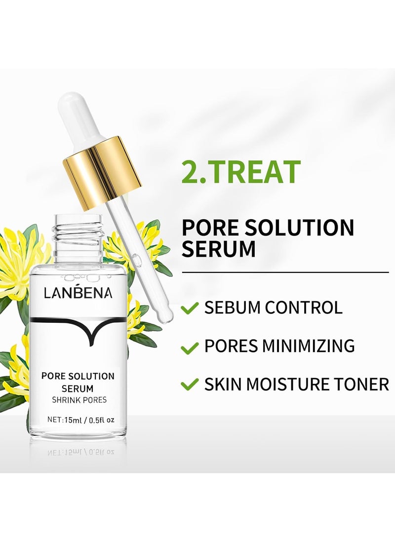 LANBENA 3 in 1 Blackhead Removing Set, Pore Strips+Pore Solution Serum+Removal Strip Paper, Black Head Remover Mask for Face, Pore Minimizer & Reducer for Face, Leaving Your Skin Fresh and Clean  - Image 3
