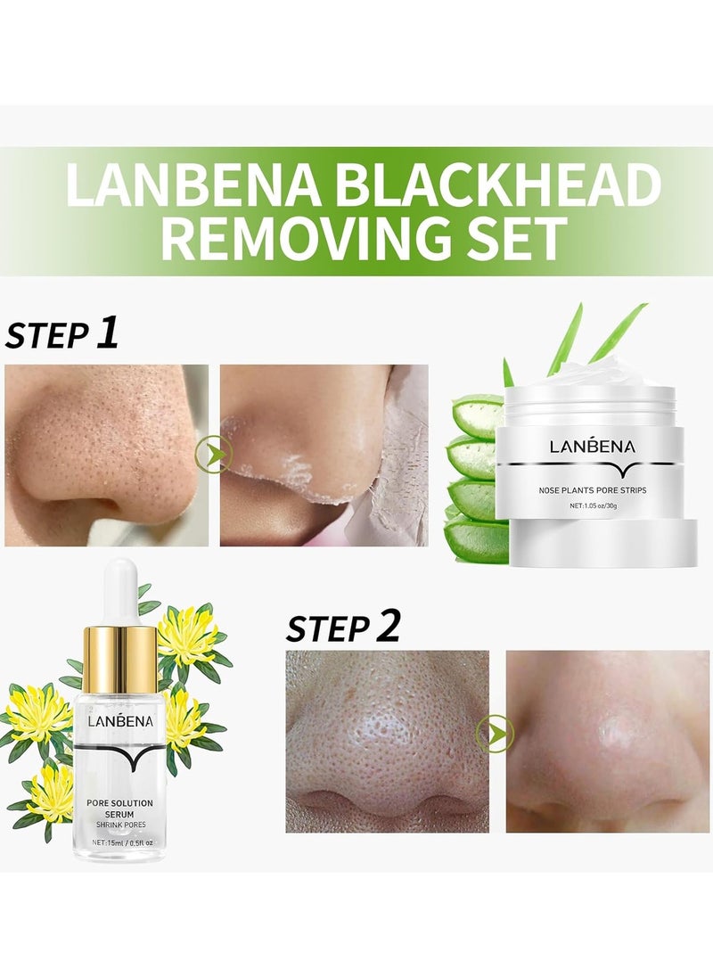LANBENA 3 in 1 Blackhead Removing Set, Pore Strips+Pore Solution Serum+Removal Strip Paper, Black Head Remover Mask for Face, Pore Minimizer & Reducer for Face, Leaving Your Skin Fresh and Clean  - Image 4