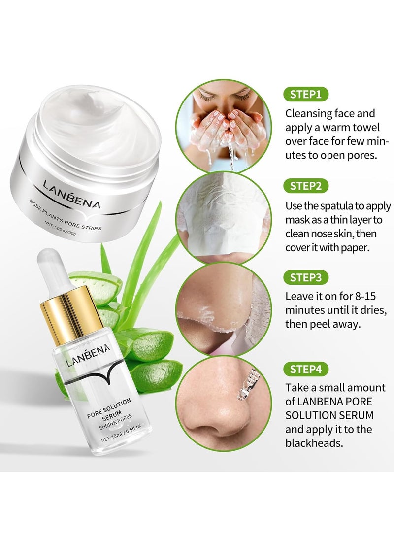 LANBENA 3 in 1 Blackhead Removing Set, Pore Strips+Pore Solution Serum+Removal Strip Paper, Black Head Remover Mask for Face, Pore Minimizer & Reducer for Face, Leaving Your Skin Fresh and Clean  - Image 5