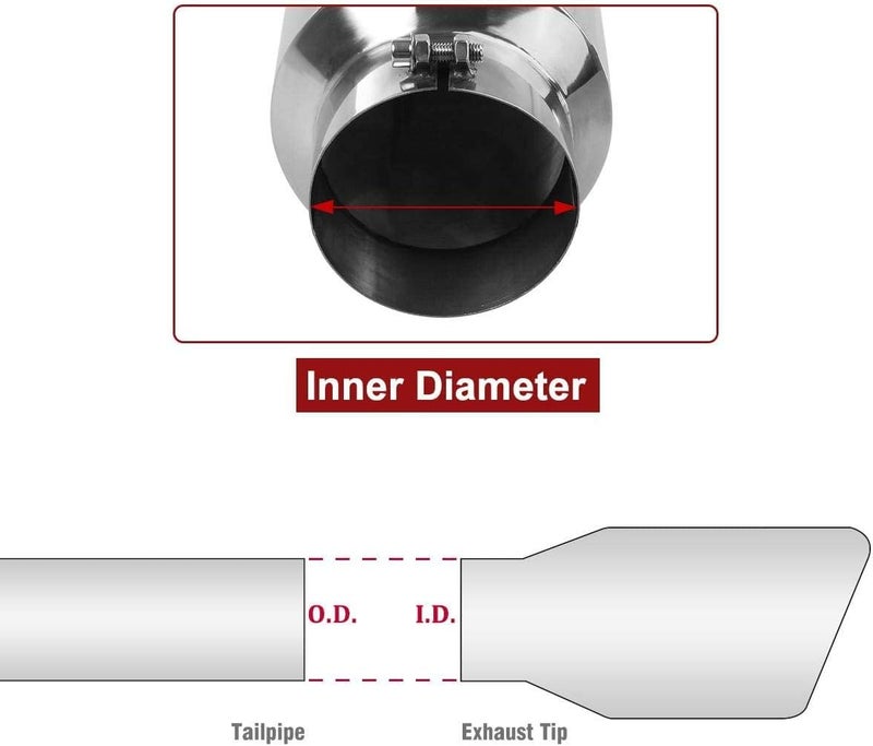 U-Power 5" to 8" Diesel Exhaust Tip Universal Trucks Car Chrome 5 In Inlet 8 In Outlet Exhaust Tip 15" Long 5 x 8 x 15 Inch Diesel Tail Pipe Stainless Steel Polished Bolt/Clamp On - Image 3
