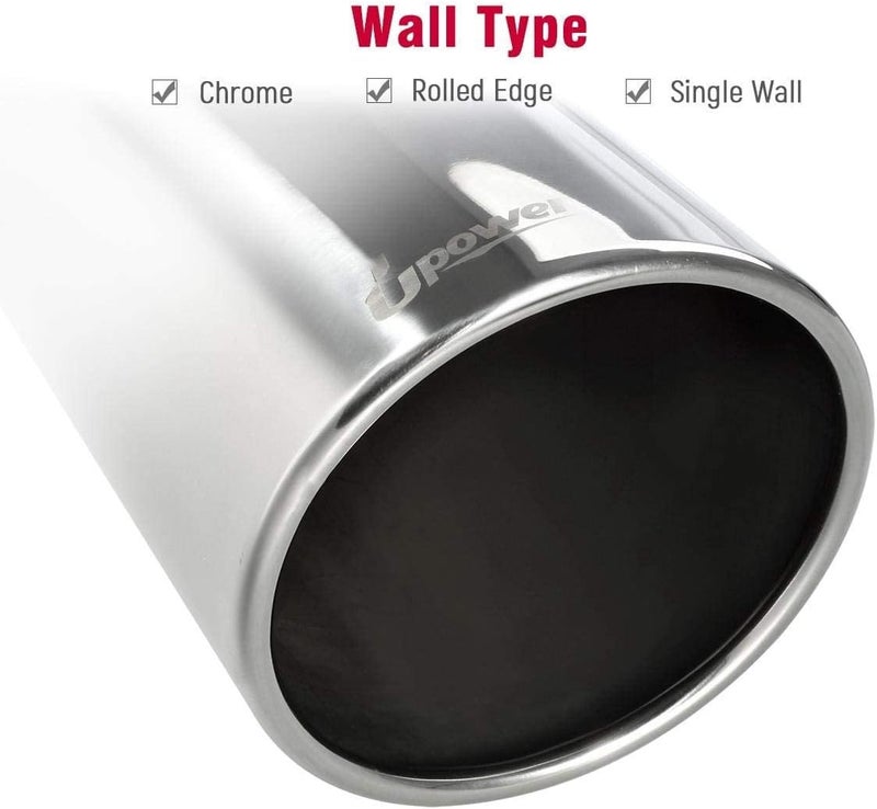 U-Power 5" to 8" Diesel Exhaust Tip Universal Trucks Car Chrome 5 In Inlet 8 In Outlet Exhaust Tip 15" Long 5 x 8 x 15 Inch Diesel Tail Pipe Stainless Steel Polished Bolt/Clamp On - Image 5