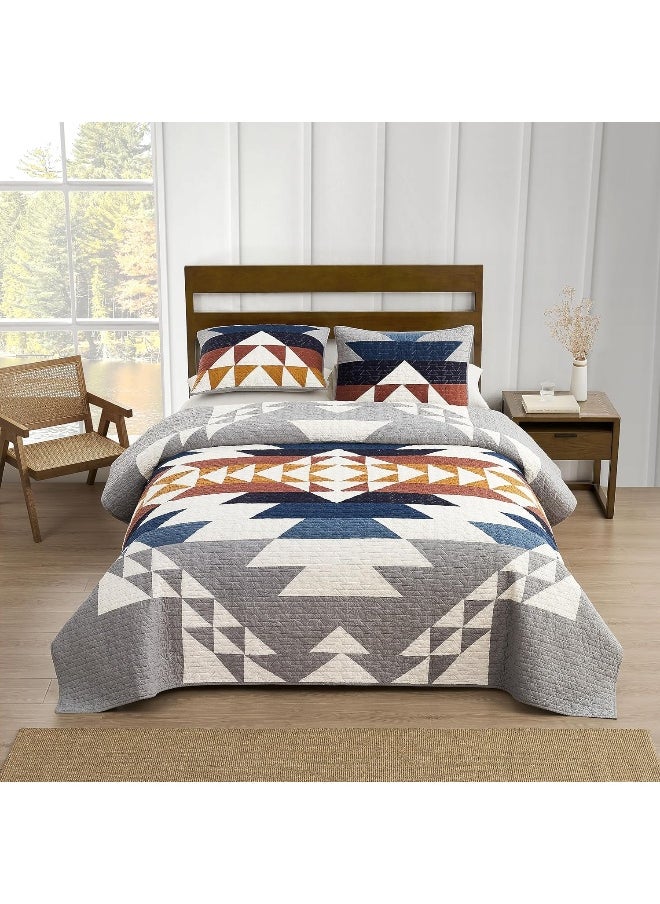 Pendleton - PENDLETON 29272 Explorer King-California King Quilt Set Soft Cotton Bed Cover Rustic Home Decor Bedspread Luxury Coverlet Set Cozy Lightweight Quilt and Pillow Shams Set, King, Grey - Image 1