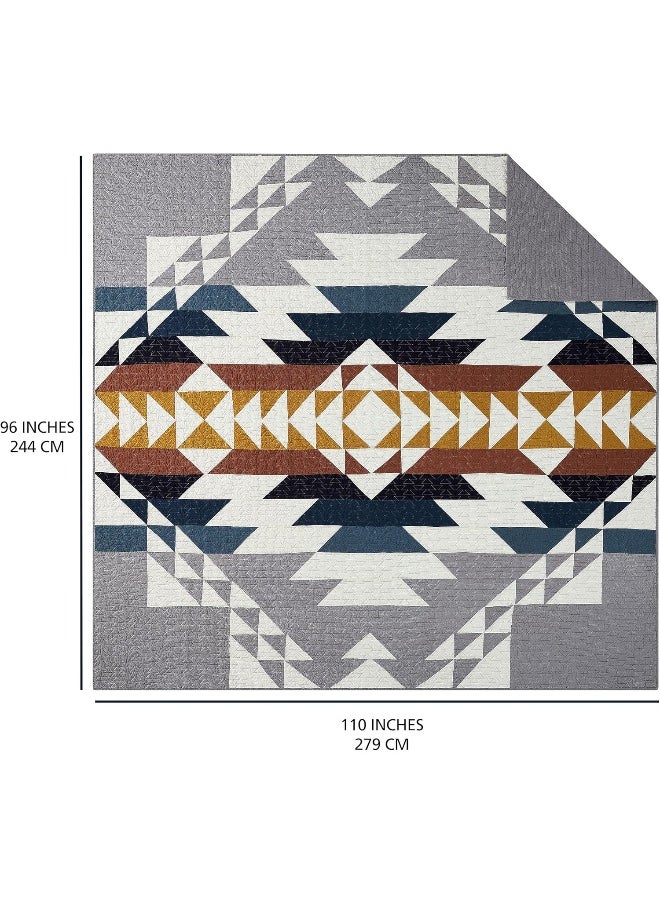 Pendleton - PENDLETON 29272 Explorer King-California King Quilt Set Soft Cotton Bed Cover Rustic Home Decor Bedspread Luxury Coverlet Set Cozy Lightweight Quilt and Pillow Shams Set, King, Grey - Image 1