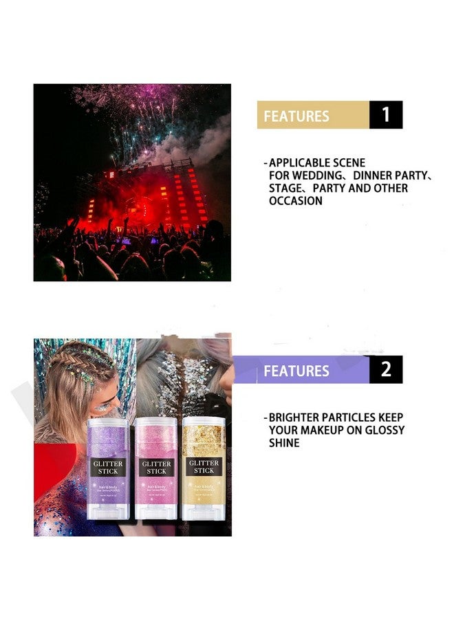 Melemando Body Glitter Stick 7 Colors Holographic Mermaid Sequins Chunky Face Glitter Stick Singer Concerts Or Music Festival Rave Glitter Makeup For Facebodyhaireyeslip (0.56 Oz 02 Gold) - Image 5