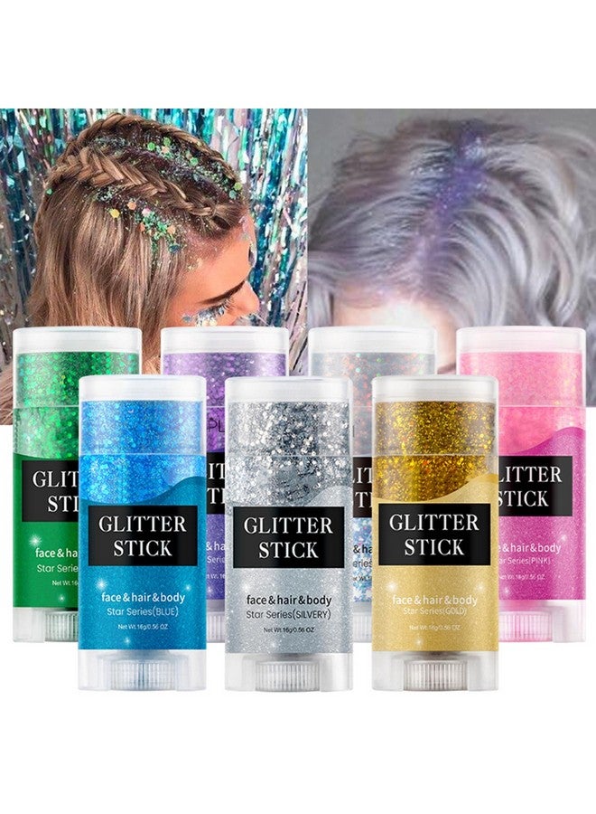 Melemando Body Glitter Stick 7 Colors Holographic Mermaid Sequins Chunky Face Glitter Stick Singer Concerts Or Music Festival Rave Glitter Makeup For Facebodyhaireyeslip (0.56 Oz 02 Gold) - Image 3