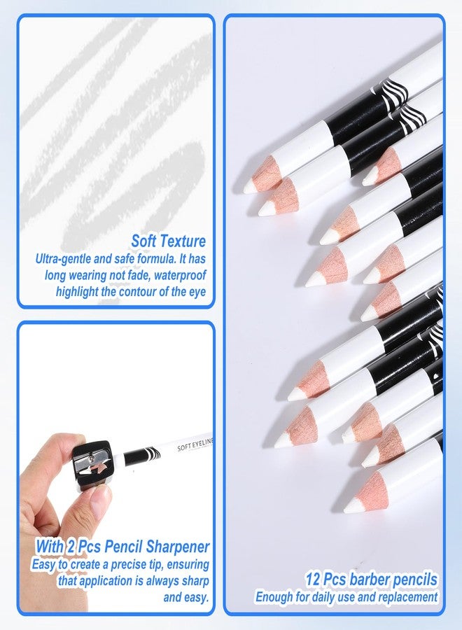 BOHUIZ 12Pcs White Barber Pencil with 2 Sharpener, Magic Hairline Pencils for Lineup Beard Shaping Beard Guide Pen Barber Chalk for Beards Hair Makeup Design for Men - Image 3