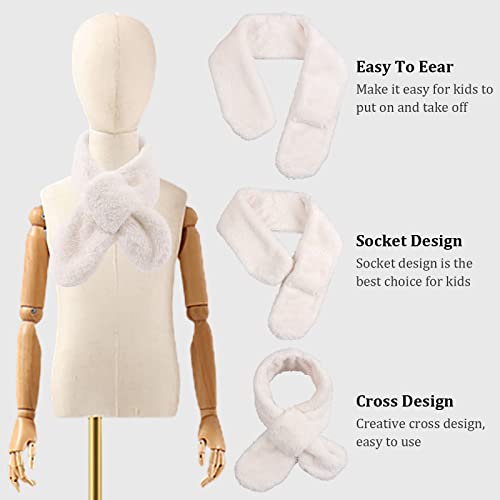 JANGANNSA Fleece Boys Girls Scarf Warm Winter Autumn Kids Collar Scarf Neck Warmer Children Scarf 1-6Y (White Cross) - Image 3