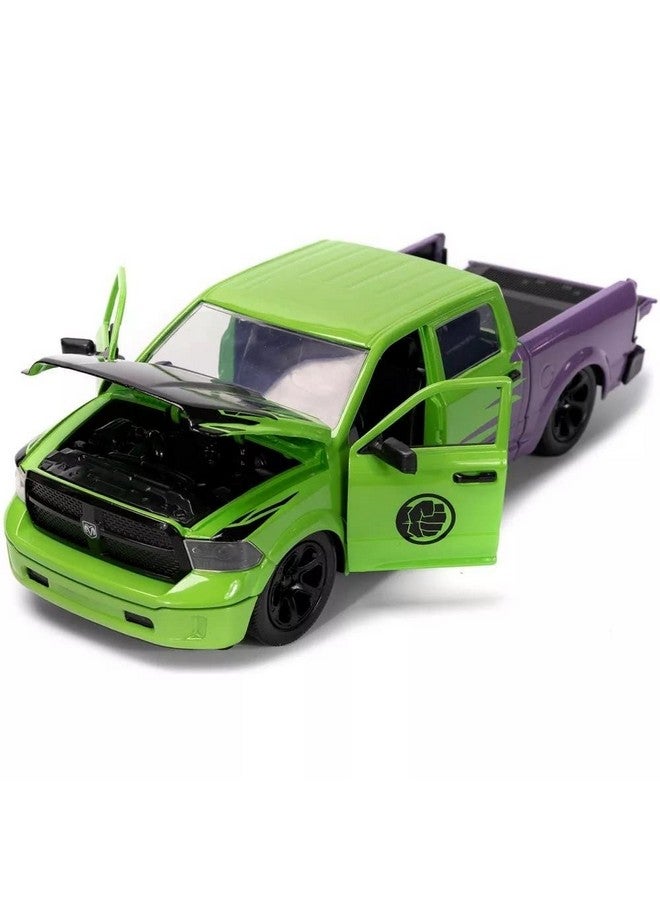 Jada Toys Marvel 1:24 Dodge Ram 1500 Die-Cast Car & 2.75" Incredible Hulk Figure, Toys for Kids and Adults - Image 2
