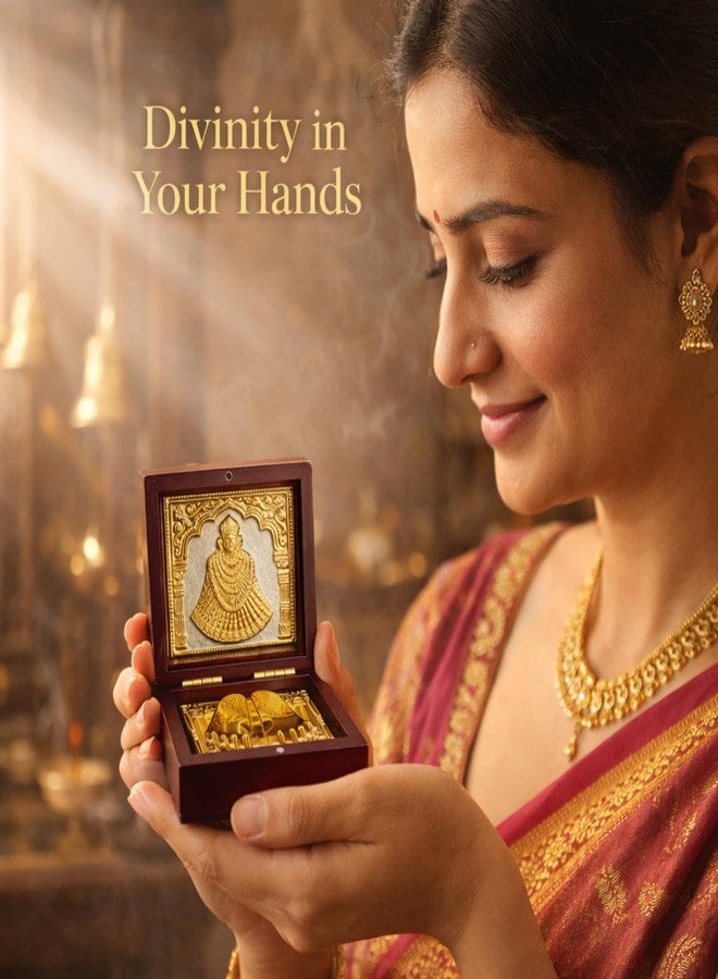 DK trades Gold Plated Khatushyam Baba Ji Pooja Box - Premium Gold Khatushyam Ji for Pooja Box| Pocket Temple Khatushyam Ji with Charan Paduka| Unique Home, Office - Image 5