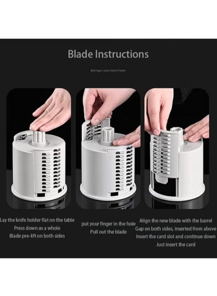 Raxoom Multifunctional Vegetable Grater Fruit Vegetable Slicer Easy Clean 4 in 1 Adjustable Handheld Vegetable Slicer Spiral Drum Slicer Assorted - Image 5