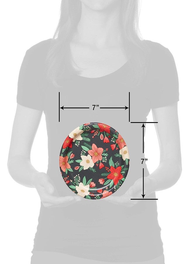 American Greetings 36-Count 7 in. Paper Dessert Plates, Winter Floral Christmas Party Supplies - Image 3