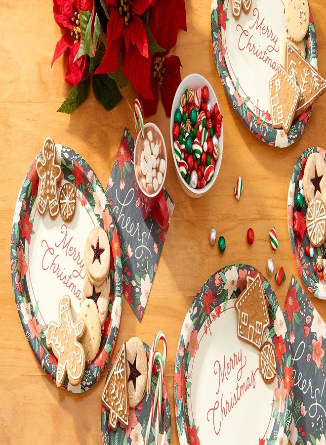 American Greetings 36-Count 7 in. Paper Dessert Plates, Winter Floral Christmas Party Supplies - Image 5