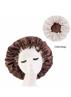 JoyousSto Women's Adjustable Reversible Satin Bonnet - Soft Double Sided Sleep Cap, hair bonnet protects Natural Hair, brown  - Image 2