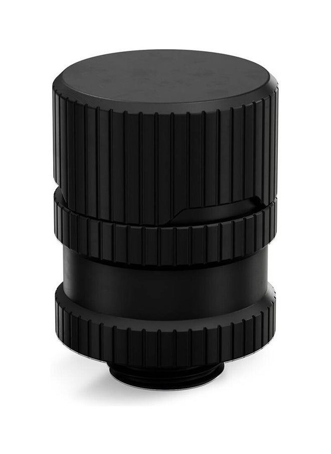 EK EKWB Quantum Torque Drain Valve with Secure Cap, 23mm Diameter, 4.5mm Thread Length, G1/4" Threading, Made of Satin Black Plated CNC Machined Brass - Black | 3831109829707  - Image 1