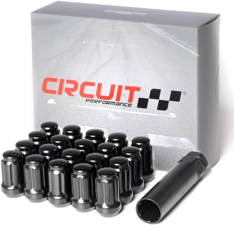 Circuit Performance Spline Drive Tuner Acorn Lug Nuts Black 1/2x20 (20pc + Tool) - Image 1