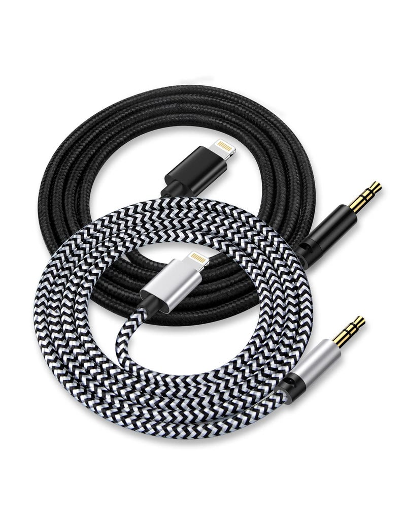 Haoano Aux Cord for iPhone, [2Pack/3.3ft] iPhone 3.5mm headphone Jack Aux Cord Lightning to AUX Audio Cable for Car Home Stereo Speaker Headphone Compatible with iPhone 14 13 12 11 Pro Max Mini XR XS 8 iPad - Image 1