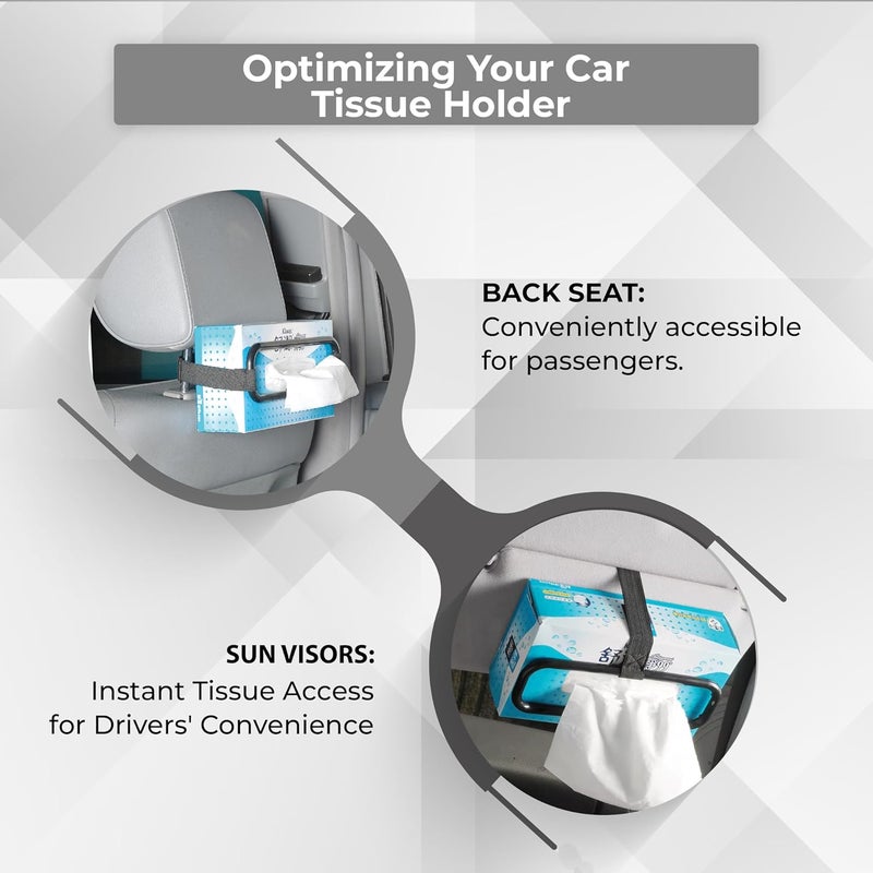 ROBUSTT Car Tissue Box Holder - Pack of 1 | Metal Bracket with Velcro Straps |Adjustable and Flexible Easy to Use | Suitable for Cars, SUVS and Trucks - Image 3