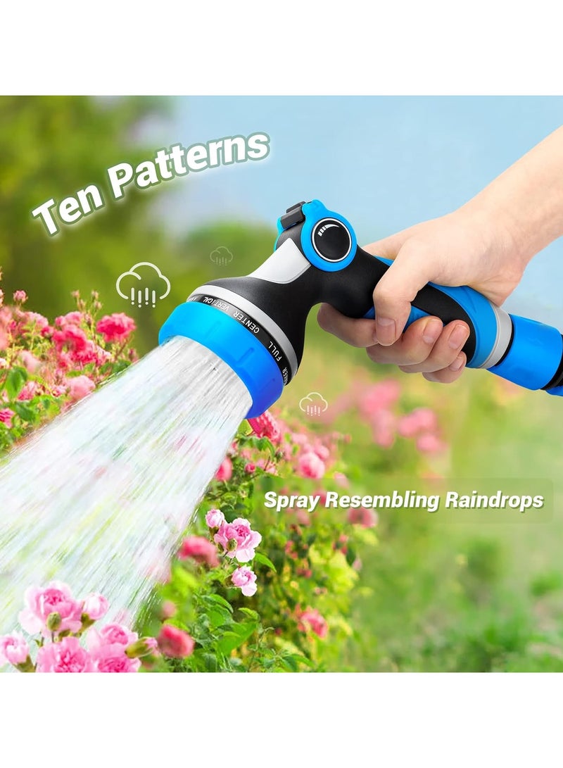 Garden Hose Pipe Spray Gun, 10 Adjustable Patterns Hosepipe Nozzle Gun with Thumb Control, High Pressure Hose Nozzle for Watering Plants, Car Washing, Pets Showering and Cleaning - Image 1