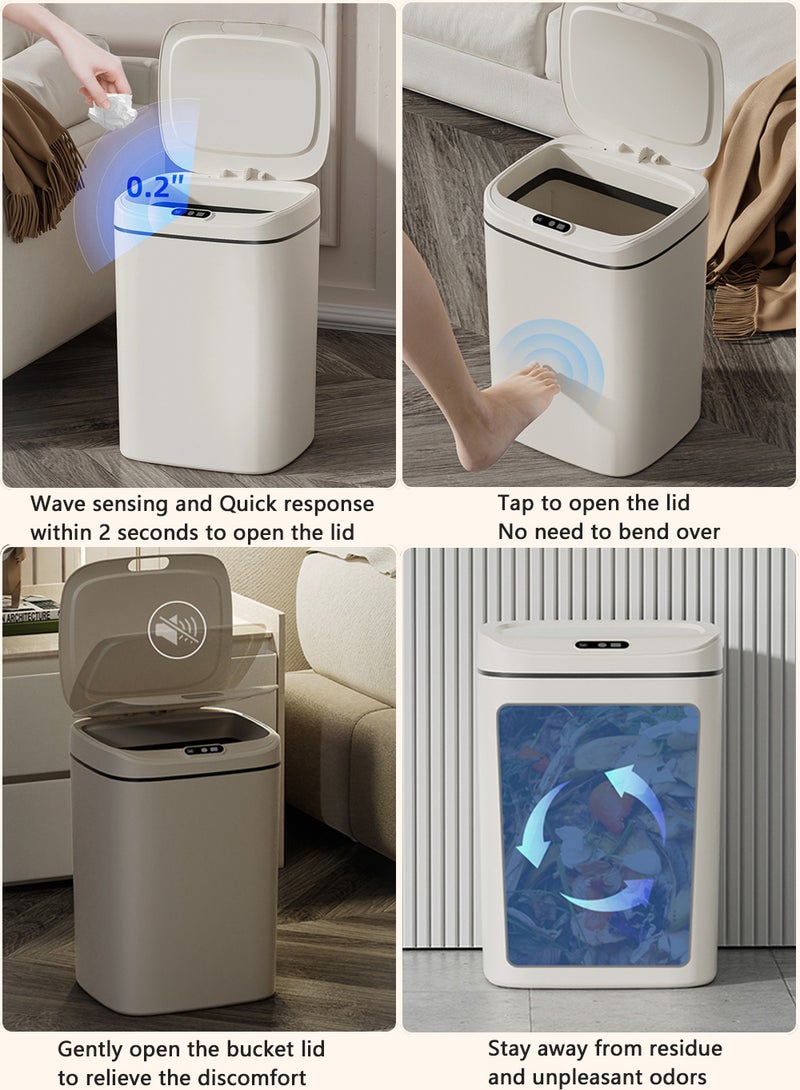 EzzySo سلة مهملات ذكية أوتوماتيكية مع إغلاق صامت - مضادة للروائح، خيارات سعة متعددة 16 لتر مناسبة للمطبخ، الحمام، غرفة المعيشة، المكتب - واجهة شحن مباشرة USB - Image 4