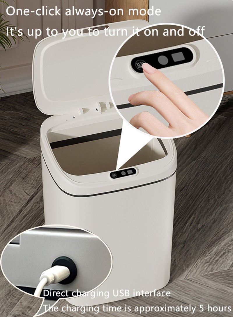 EzzySo سلة مهملات ذكية أوتوماتيكية مع إغلاق صامت - مضادة للروائح، خيارات سعة متعددة 16 لتر مناسبة للمطبخ، الحمام، غرفة المعيشة، المكتب - واجهة شحن مباشرة USB - Image 3
