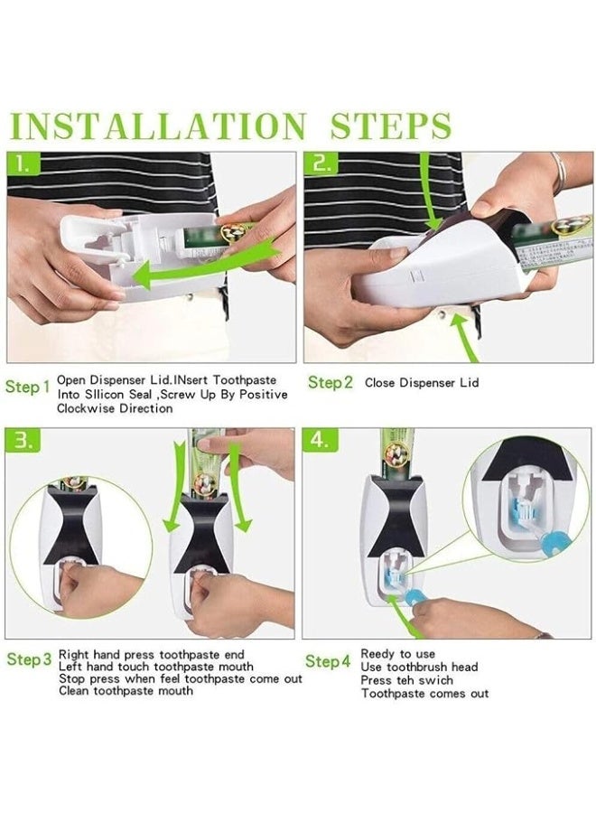 Generic Automatic Toothpaste Dispenser & 5 Toothbrush Holder - Wall Mount, Multiple Colors - Image 2