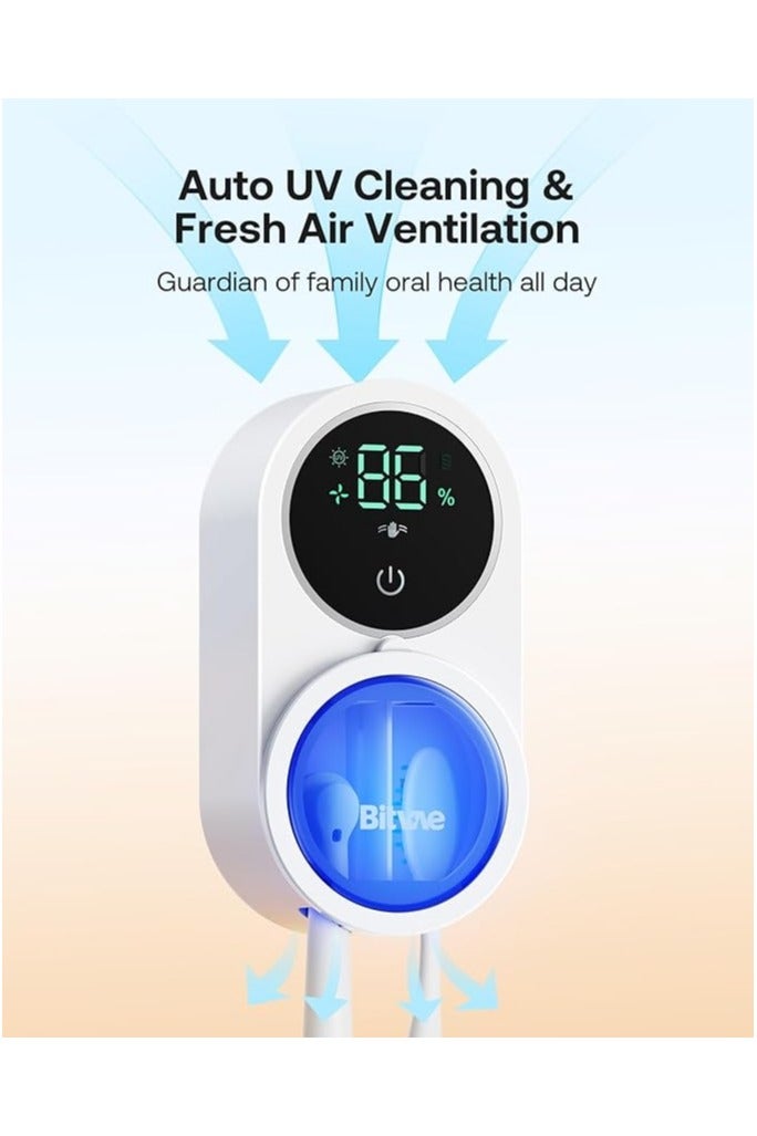 Bitvae Toothbrush Cleaner & Toothbrush Holder, Cleaning and Air Drying, LED Smart Screen, Rechargeable Wall Mount Toothbrush Holder for Bathrooms - Image 4